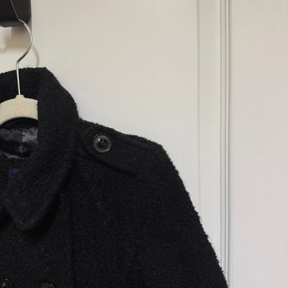 Gap Kids Black Double Breasted Textured Wool Blend Coat Girls‎ Size M 8 Boucle